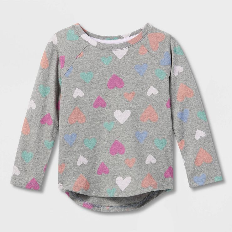 Toddler Girls' Heart Long Sleeve T-Shirt - Cat & Jack™ Gray | Target