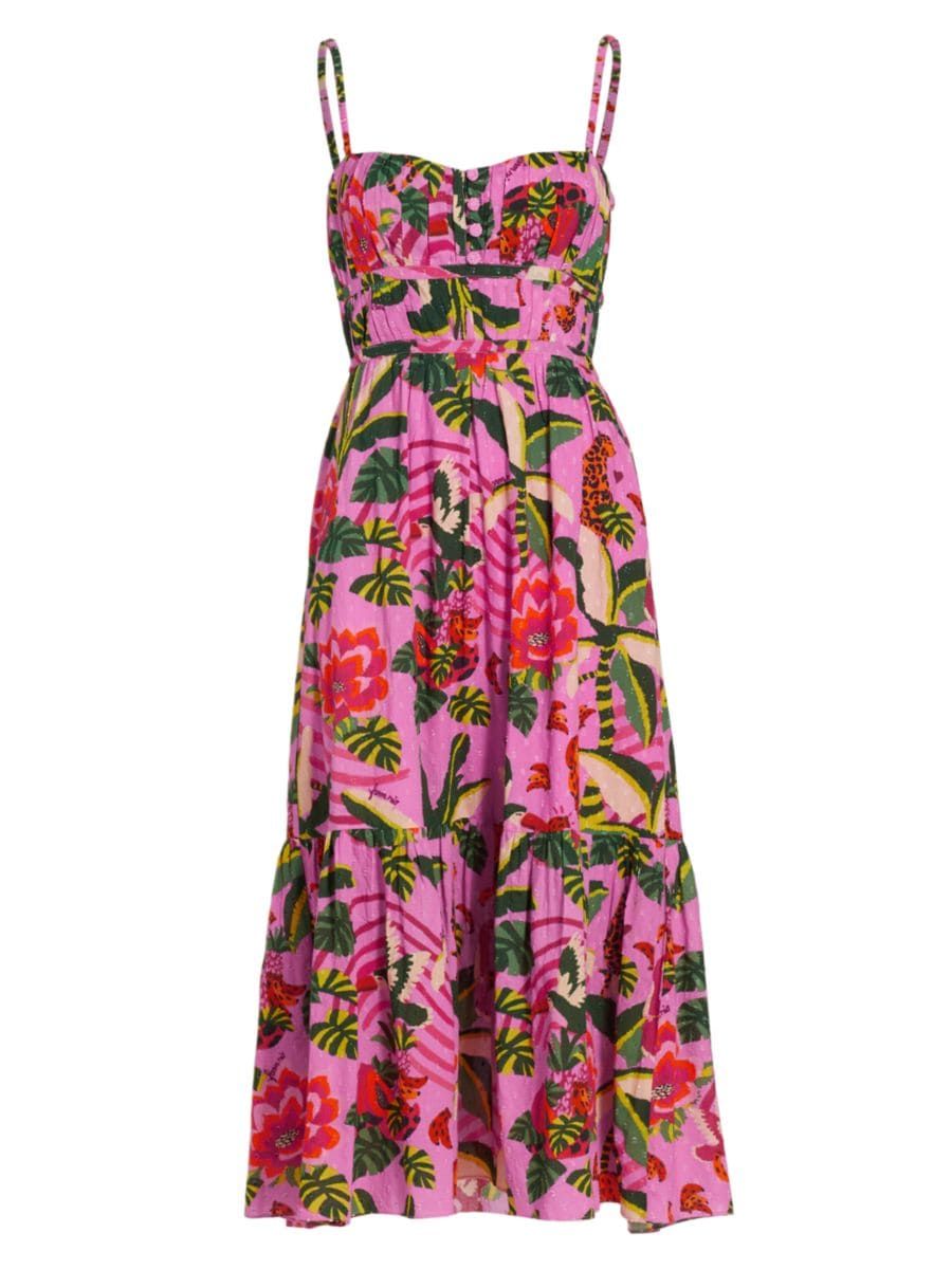 Leopard Forest Cotton Midi-Dress | Saks Fifth Avenue