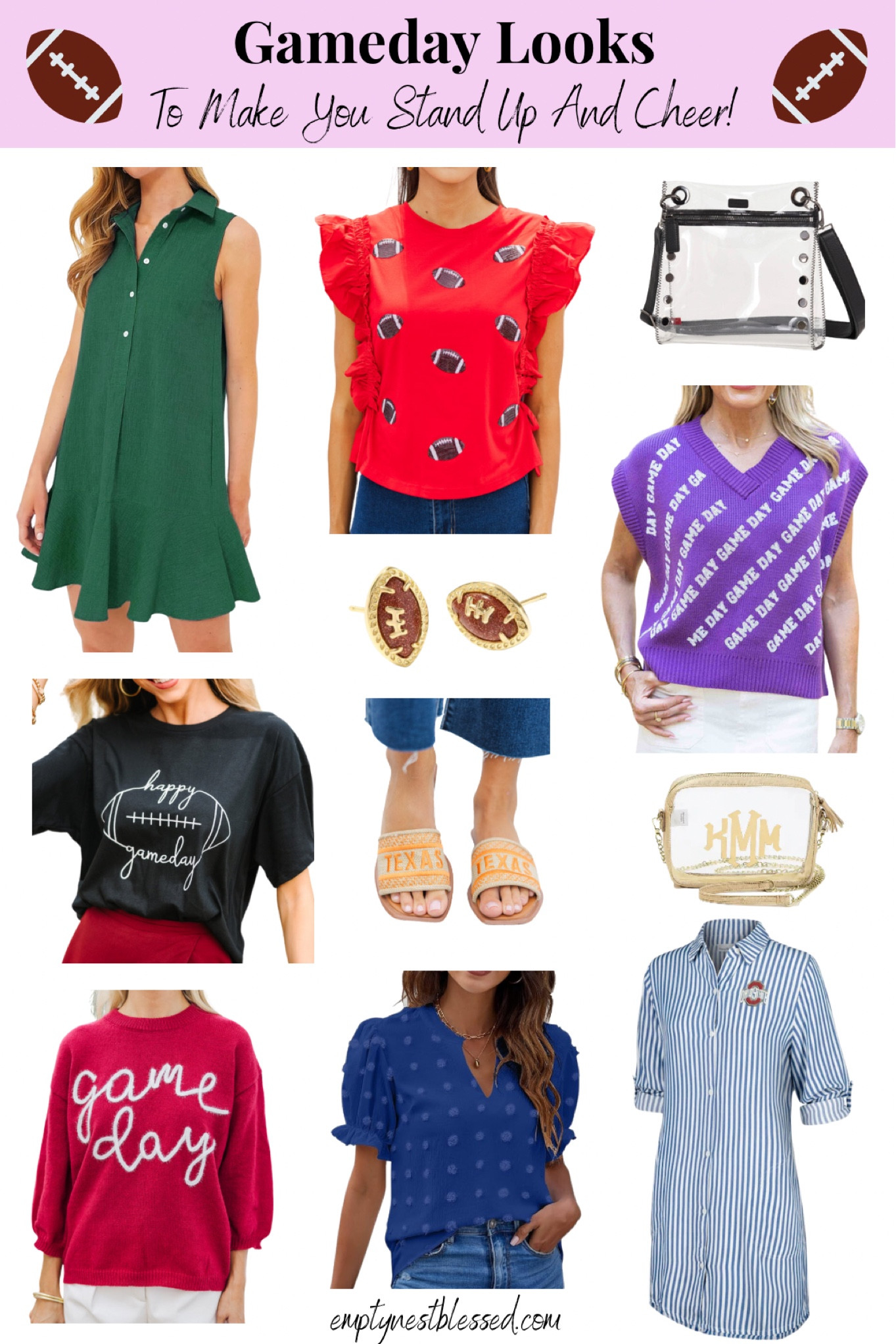 Game Day dresses, game day tops, game day shoes, game day clear bags, game day jewelry, and game day accessories right HERE! 

Head to EmptyNestBlessed.com for full game day coverage and click below to shop some of our favorite looks! 

#LTKBacktoSchool #LTKFindsUnder100 #LTKSeasonal