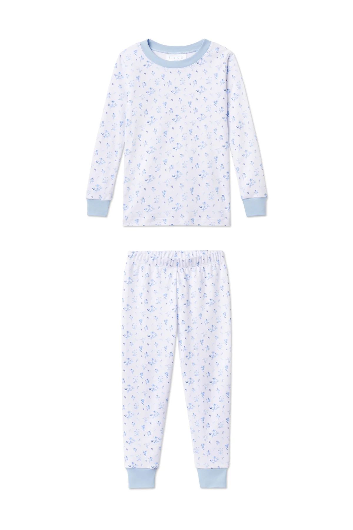 Kids Long-Long Set in French Blue Floral | Lake Pajamas