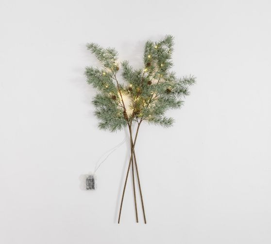 Lit Faux Frosted Pine Branch | Pottery Barn (US)