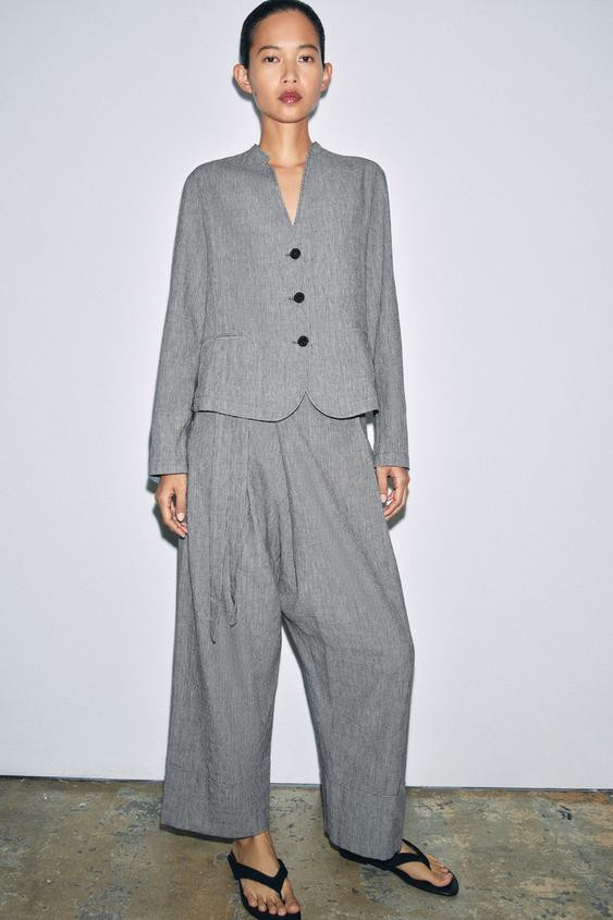 HOUNDSTOOTH LINEN BLEND BLAZER ZW COLLECTION | Zara UK