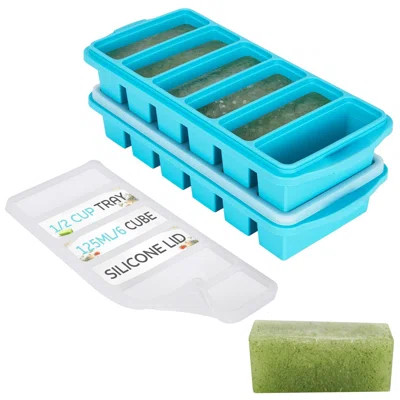 1/2 Cup Silicone Freezer Tray With Lid - Silicone Freezer Molds 2-Pack For Meal Prep & Freezing Of Various Sauces And Other Dishes, Makes 12 Perfect 1 | Wayfair North America