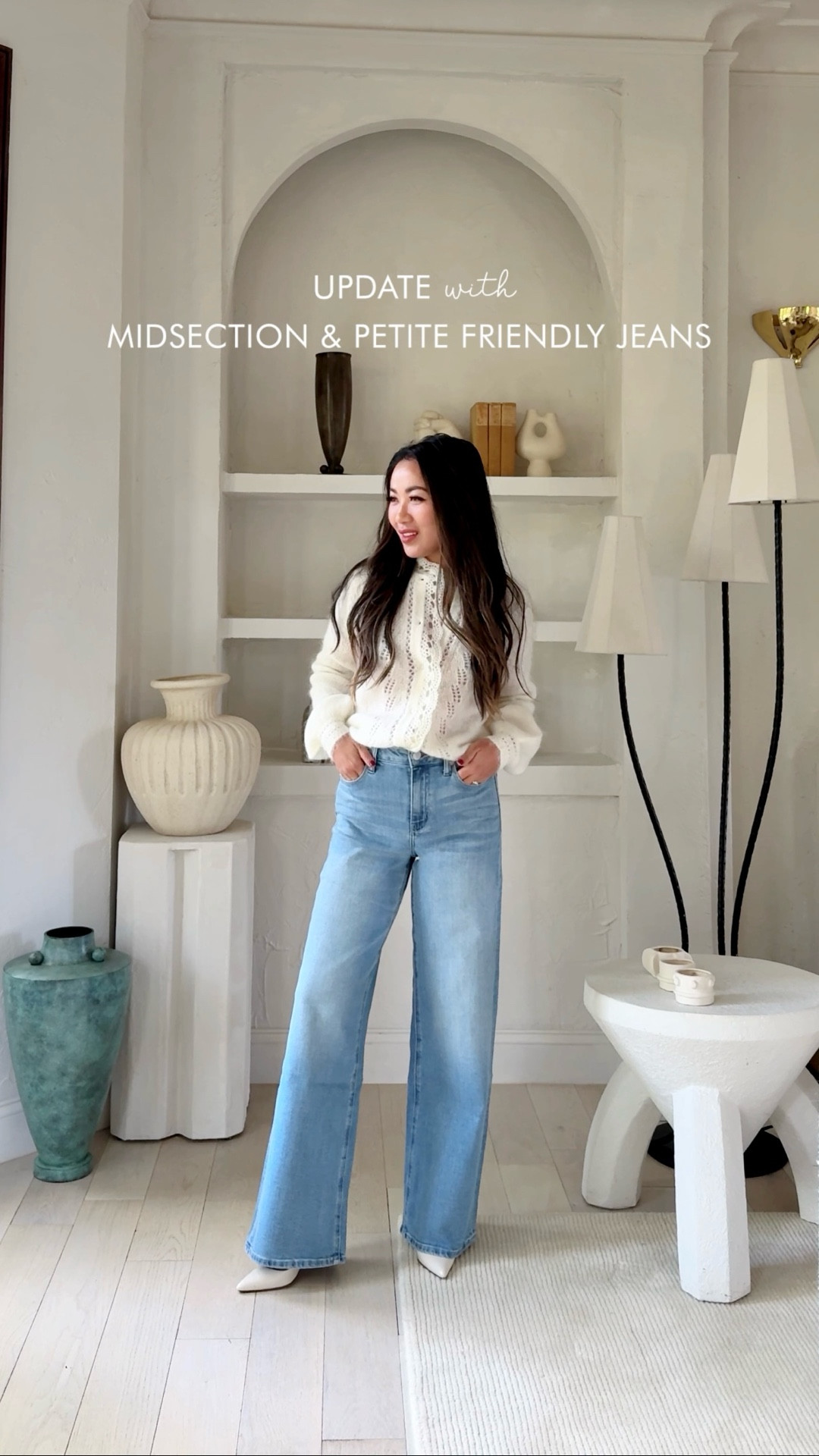 My favorite midsection and petite friendly straight leg jeans! 

1. QUINCE BELLA jeans: Stretchy but does not lose shape. VERY COMFORTABLE for midsection/postpartum tummy! Flattering wide/straight leg shape. I’m wearing 26x28, color ‘Frosted Blue’.

2. LEVI’S 501 ‘90S ANKLE jeans: a relaxed straight leg shape. Mid-rise and non-stretch (yet still comfortable). This style and cut looks great even when sized up which is what I did. With my postpartum tummy, I can do 26 but sized up to a size 27. I’m wearing 27x27, color ‘Sweetest Taboo - Medium Wash’. 

3. LEVI’S WEDGIE STRAIGHT ANKLE jeans: a classic straight leg that’s not too wide and not too tight/skinny. A great length for fall boots. This style and cut looks great even when sized up which is what I did. With my postpartum tummy, I can do 26 but sized up to a size 27. I’m wearing 27x26, color ‘Indifferent Indigo - Dark Wash.’

4. GAP HIGH RISE ‘90s SLIM STRAIGHT jeans: a cut that’s between skinny and straight. Not too tight/skinny, but rather a slim straight. Surprisingly flattering and I find that this particular length looks great with flats! I’m wearing 27 Petite, color ‘Dark Indigo.’

*For size reference, I’m 5 ft 115 pounds, postpartum tummy. My TTS is usually 26 and I stayed TTS in the Quince and sized up in the Levi’s and Gap which I find much more comfortable. 

#LTKPetite #LTKStyleTip #LTKSaleAlert