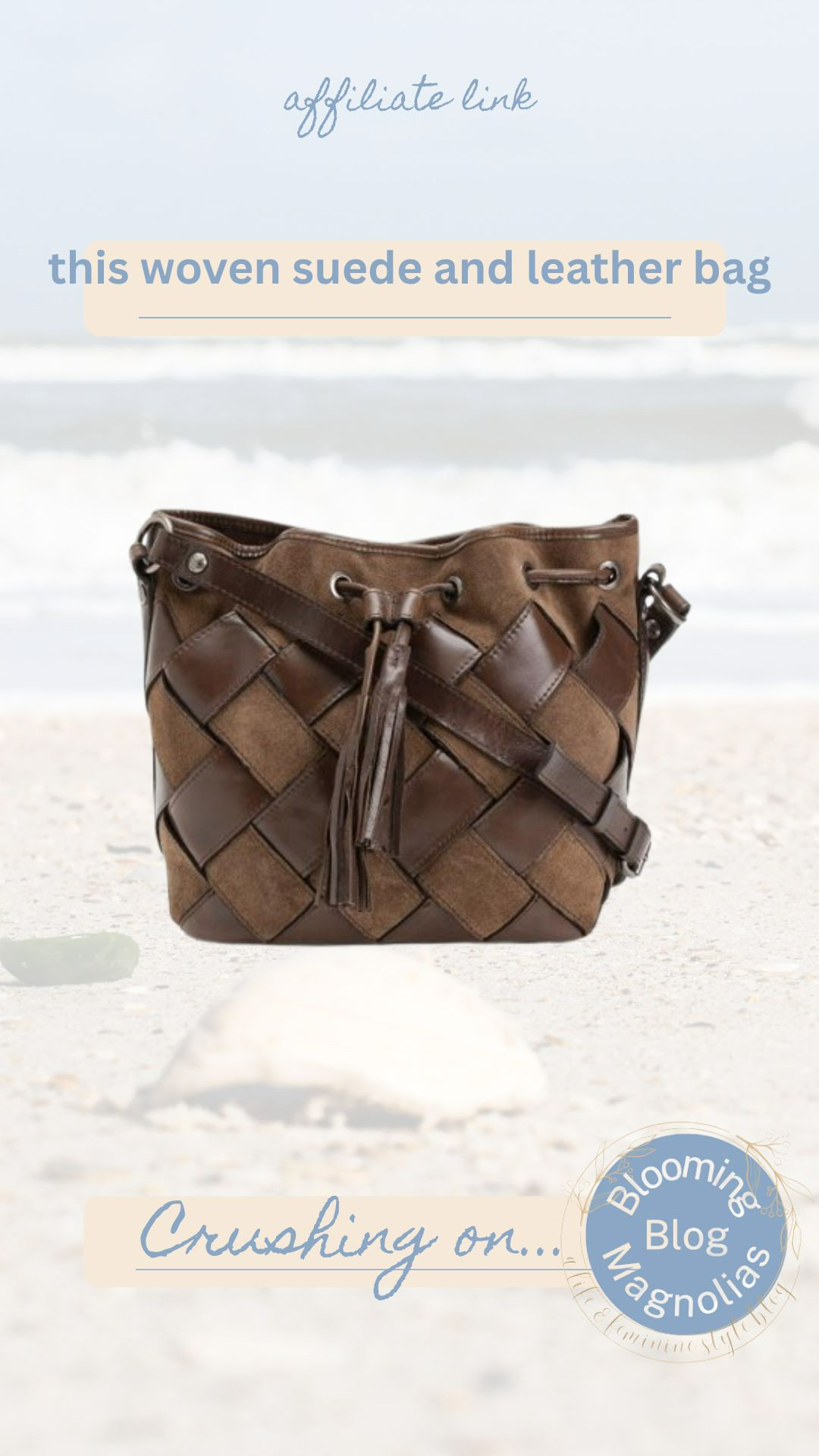 This woven suede and leather bucket bag is delicious!  

 