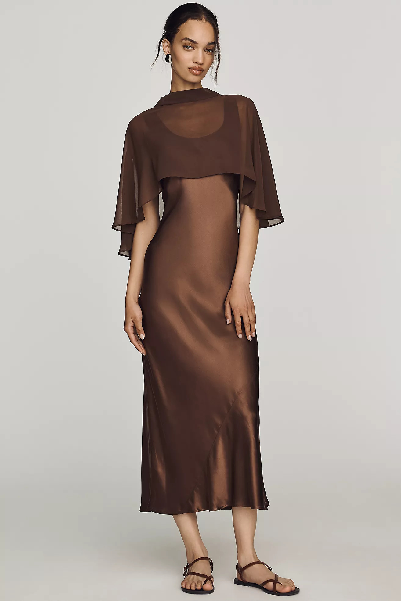 By Anthropologie Overlay Cape Slip Dress | Anthropologie (US)