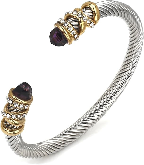 Cuff Bracelet for Women Cable Wire Bracelets 6mm Twisted designer inspired Jewelry Adjustable Ban... | Amazon (US)