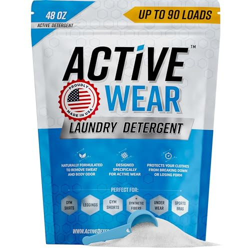 Active Wear Laundry Detergent & Soak - Formulated for Sweat and Workout Clothes - Natural Performance Concentrate Enzyme Booster Deodorizer - Powder Wash for Activewear Gym Apparel (90 Loads) | Amazon (US)