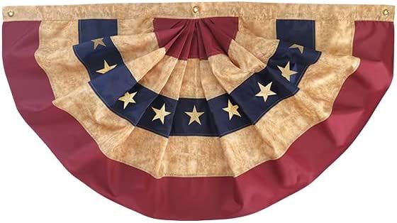 Briarwood Lane Tea Stained Patriotic Bunting USA 36" x 18" Pleated Banner with Grommets | Amazon (US)