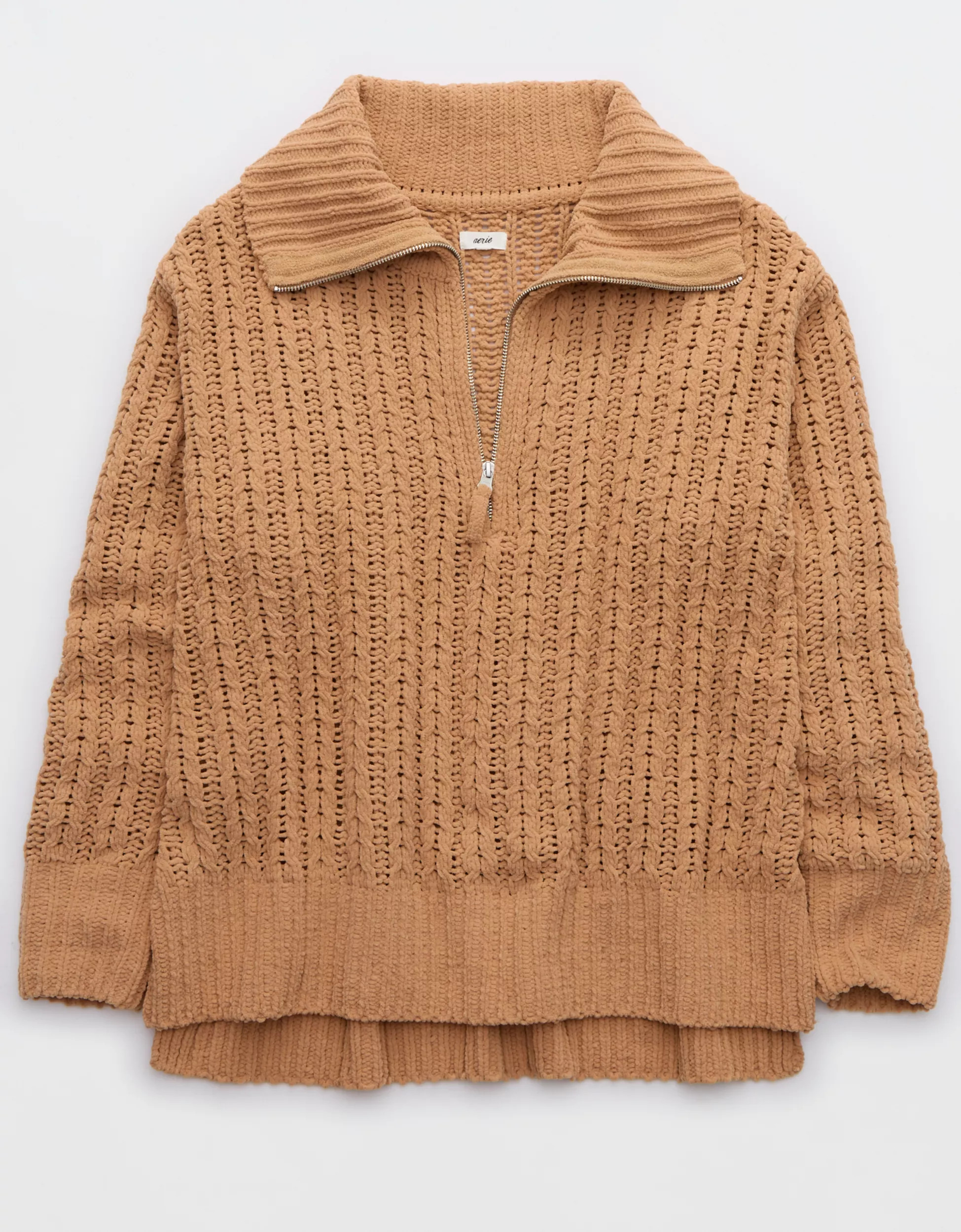 Aerie Cable Car Quarter Zip Sweater | American Eagle Outfitters (US & CA)