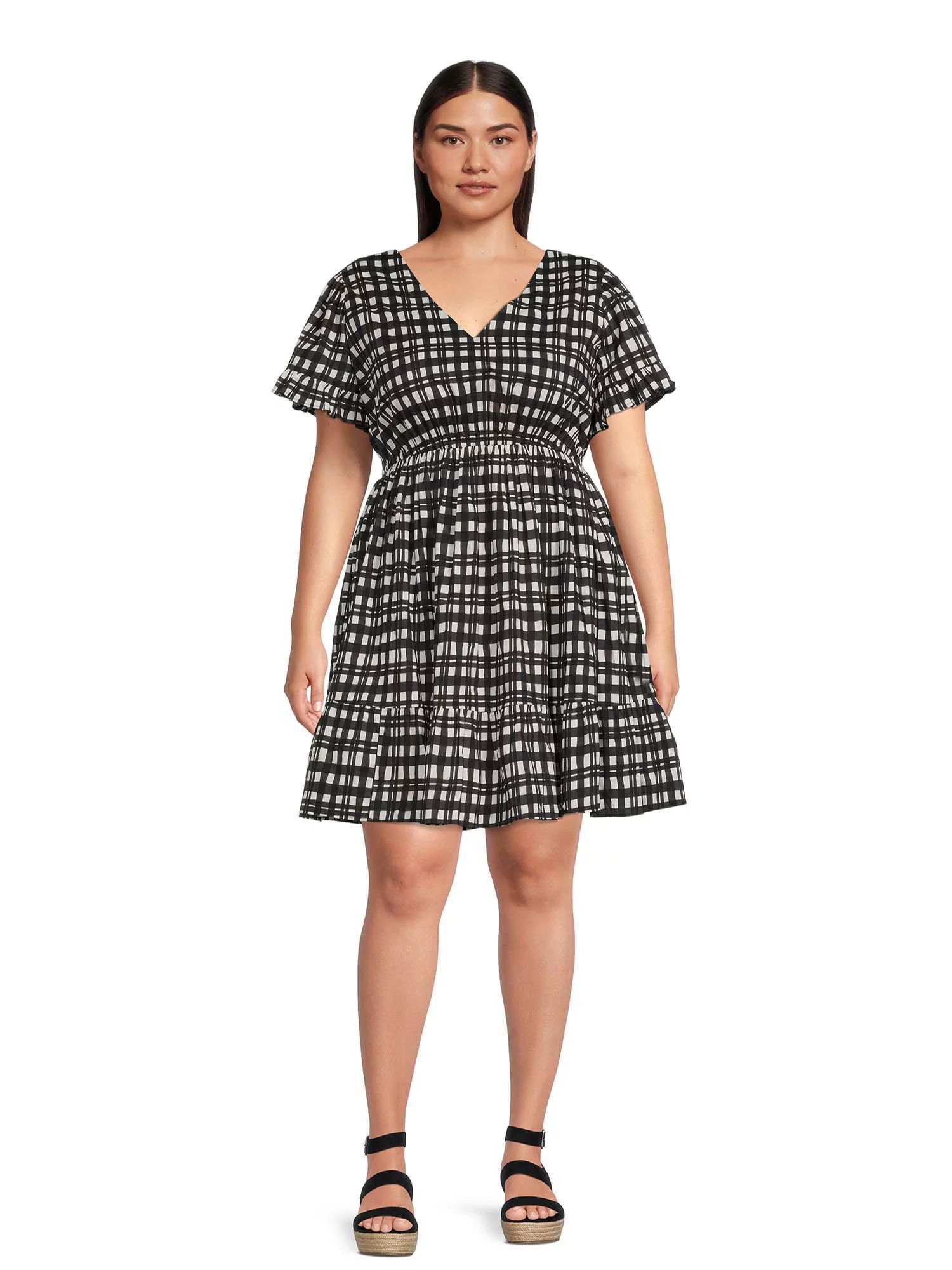 Terra & Sky Women's Ruffled Print Dress | Walmart (US)