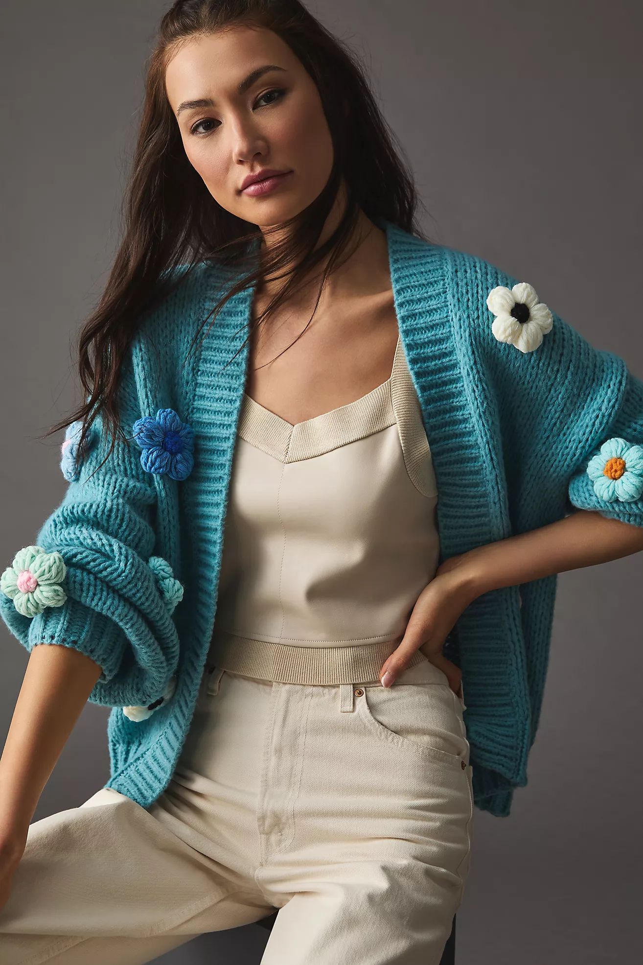 By Anthropologie Floral Knit Cardigan Sweater | Anthropologie (US)