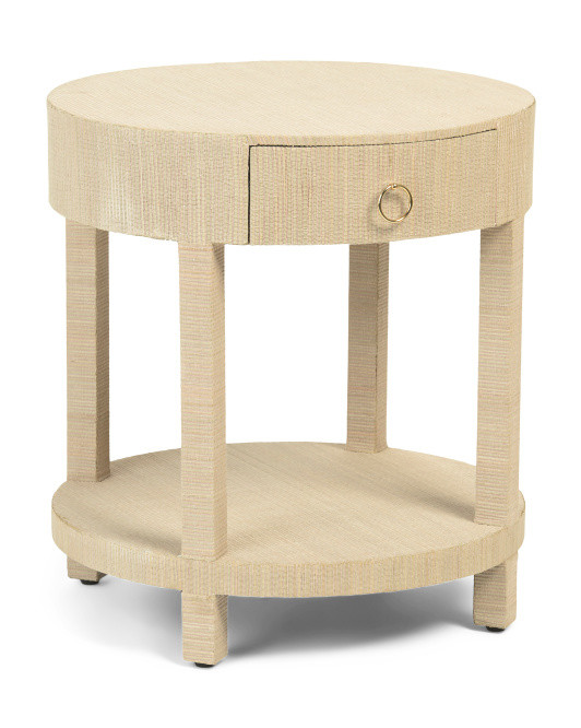 Raffia Round 1 Drawer Side Table | TJ Maxx