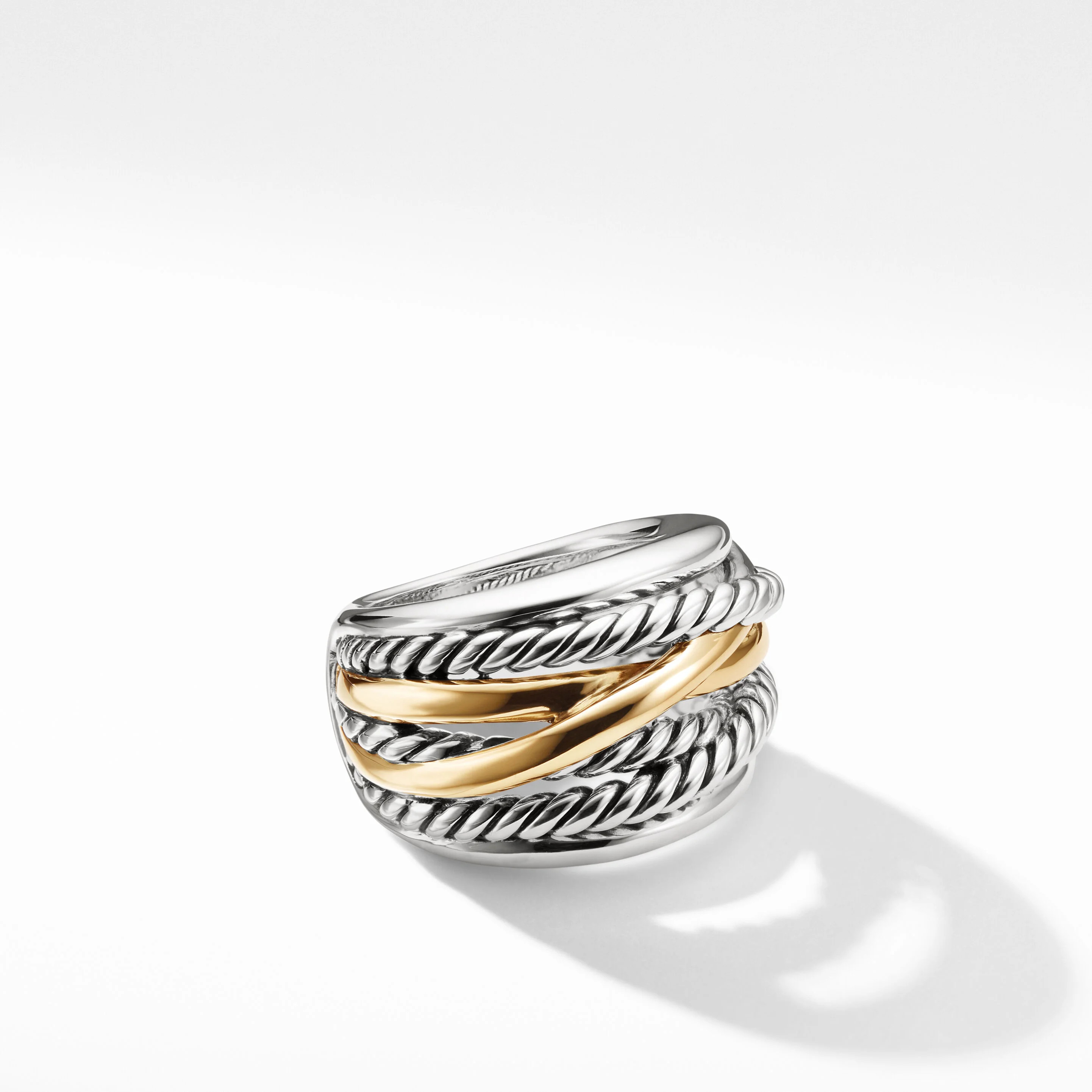 Crossover Ring in Sterling Silver with 14K Yellow Gold | David Yurman