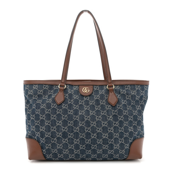 New Denim GG Monogram Medium Ophidia Shopping Tote Blue Tea Cuir | FASHIONPHILE (US)