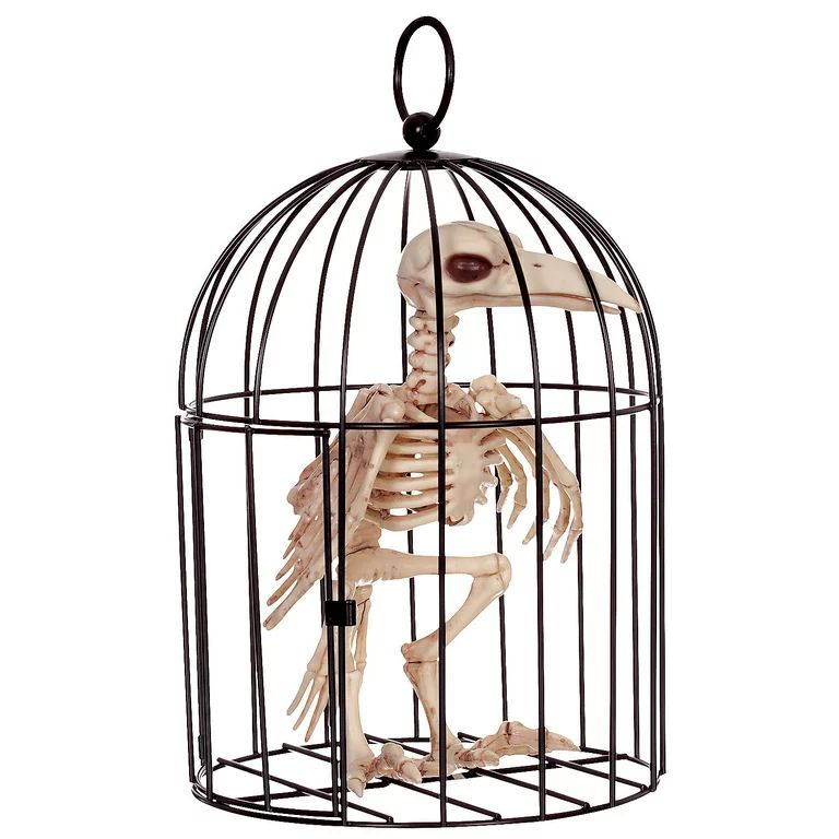 Halloween Express 9.5" Skeleton Crow in a Cage Halloween Decoration - Walmart.com | Walmart (US)