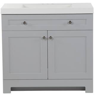 Everdean 36.50 in. W x 18.75 in. D Bath Vanity in Pearl Gray with Cultured Marble Vanity Top in W... | The Home Depot