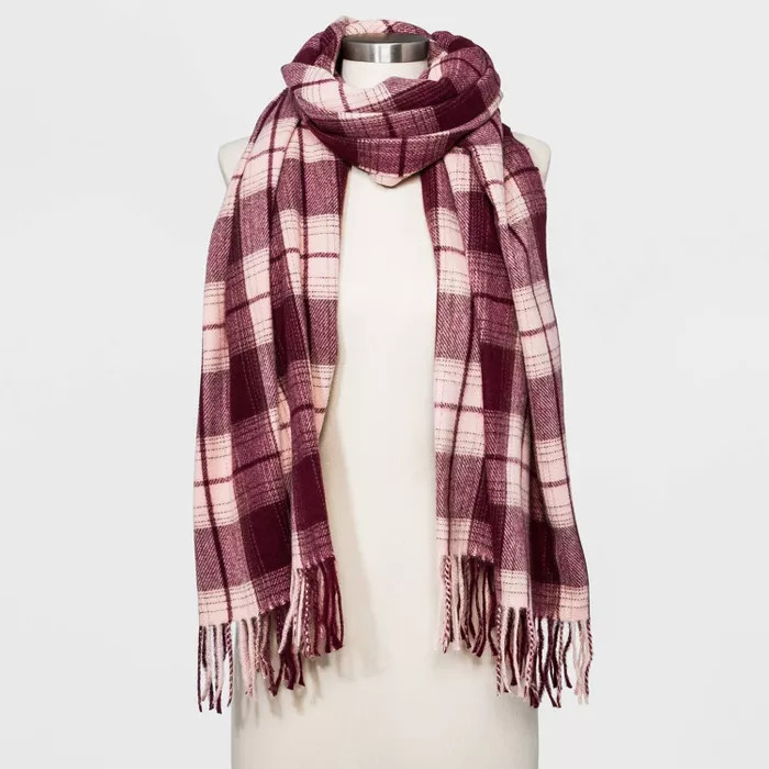 Women's Plaid Scarf - A New Day™ Burgundy | Target