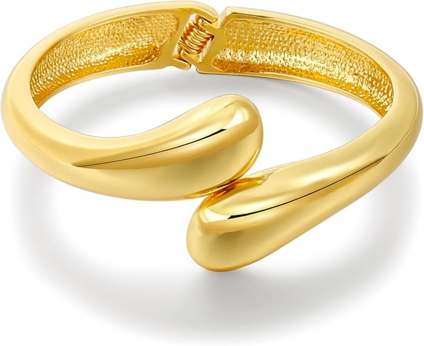 Gold Bangle Bracelets For Women Twisted Statement Thick Gold Plated Bangle Irregular Shaped Elega... | Amazon (US)