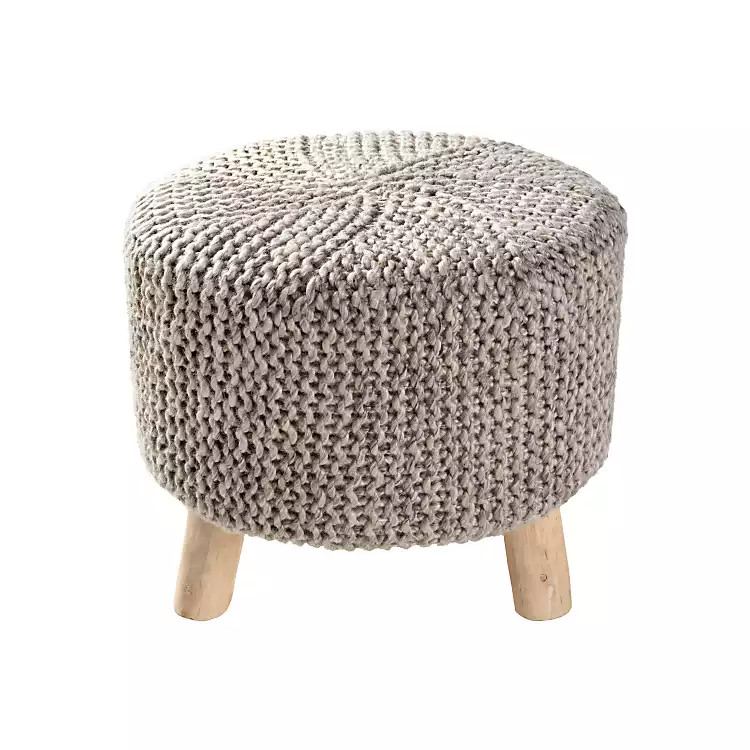 Gray Knitted Ottoman Stool | Kirkland's Home
