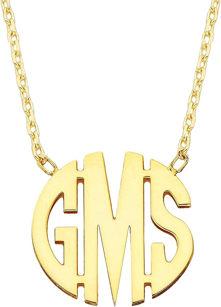 925K Sterling Silver Custom Three Letter Initial Monogram Necklace for Women, Circle Monogram Pen... | Amazon (US)