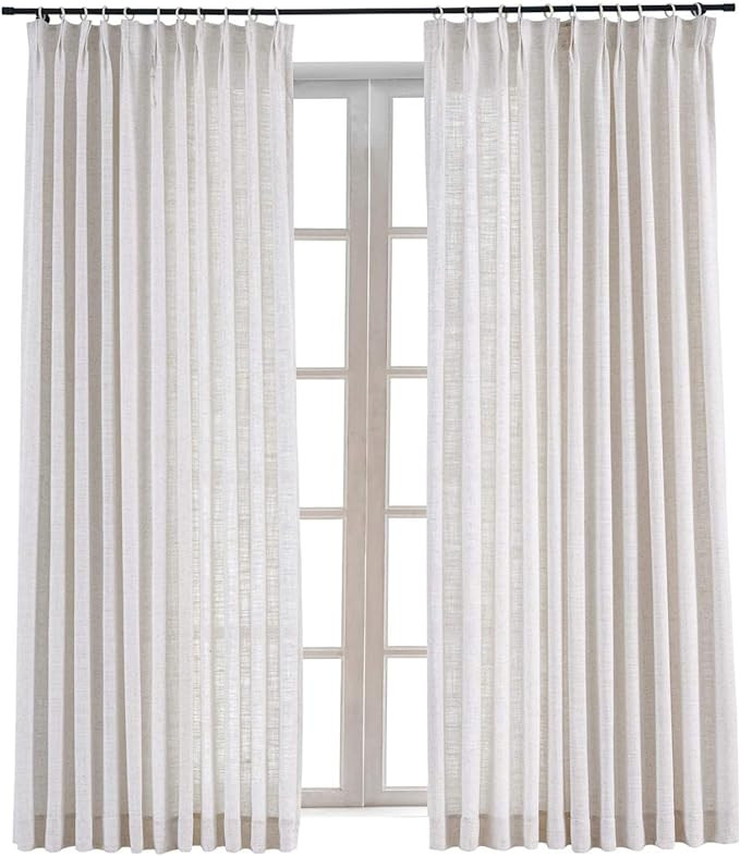 ChadMade Pinch Pleat Faux Linen Drapery Room Darkening Curtain Sliding Glass Door Living Room, 52... | Amazon (US)