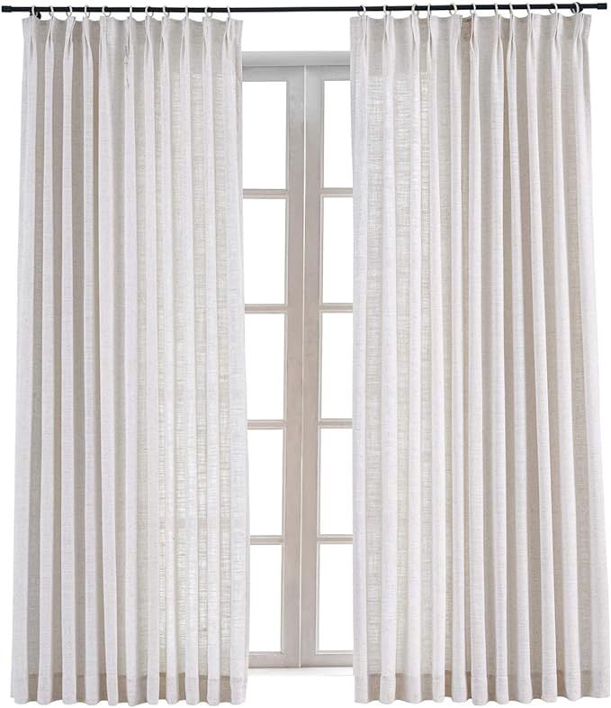 ChadMade Pinch Pleat Faux Linen Drapery Room Darkening Curtain Sliding Glass Door Living Room, 52... | Amazon (US)