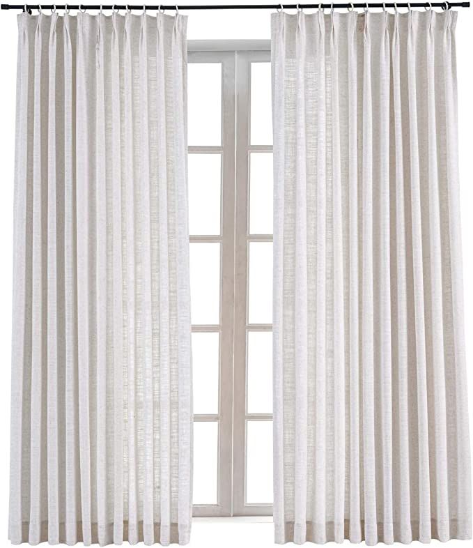 ChadMade Pinch Pleat Polyester Linen Drape Room Darkening Curtain Sliding Glass Door Living Room,... | Amazon (US)