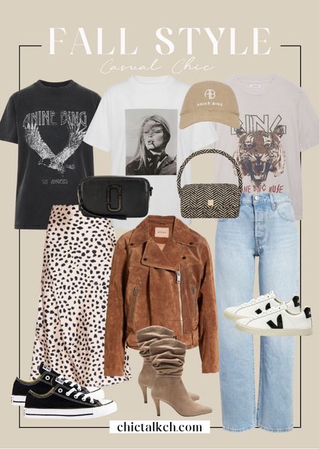 Revolve style, anine bing tees, levi’s jeans, midi skirt, suede jacket, printed skirt, veja sneakers, fall outfits🧡

#LTKitbag #LTKstyletip #LTKunder100