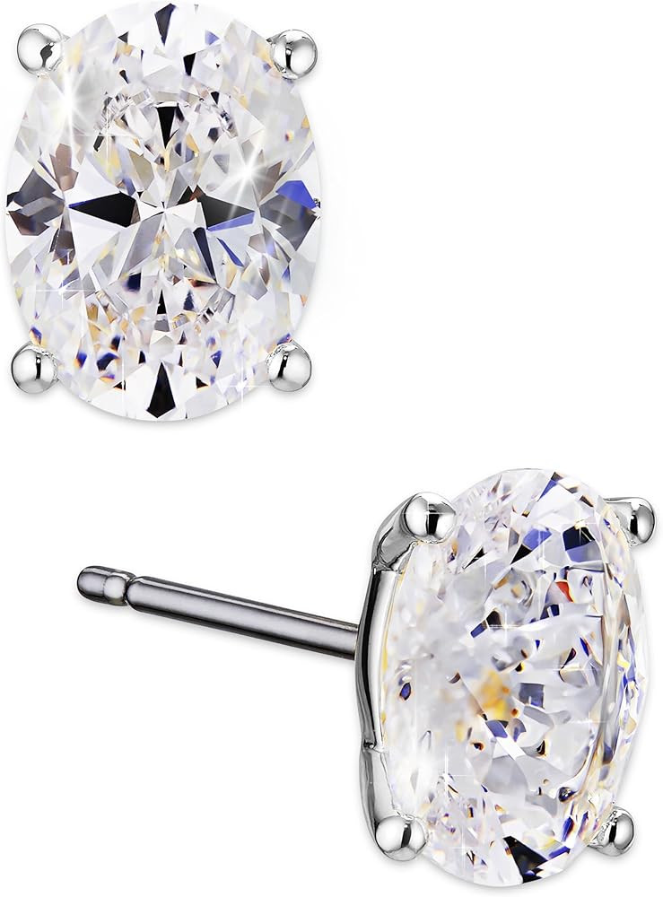 Nadri Oval Stud Earrings - Cubic Zirconia Earrings for Women, Bridesmaid Gifts for Wedding Day, H... | Amazon (US)