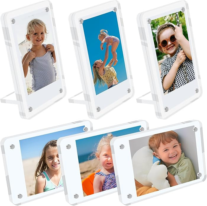 6 Pack Acrylic Magnetic Picture Frames 2x3, Refrigerator and Desktop Photo Frames Combine, Vertic... | Amazon (US)