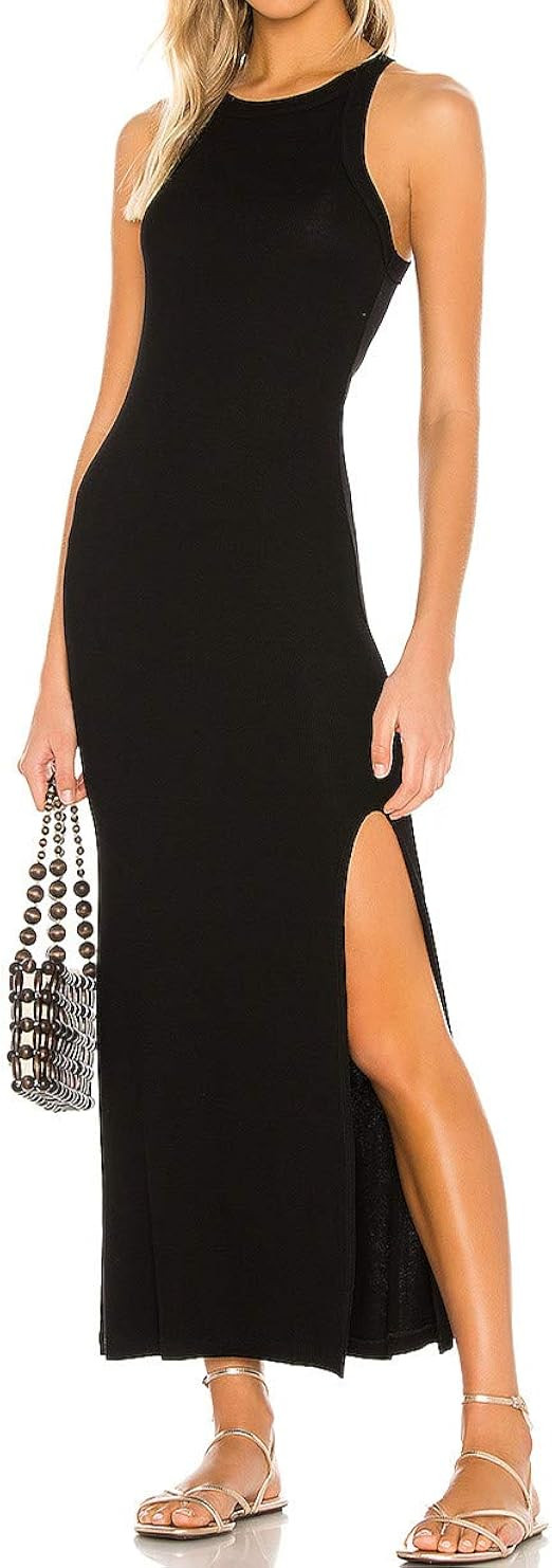 JLCNCUE Women Causal Bodycon Maxi Dress High Side Slit Dresses Scoop Neck Sleeveless Tank Dress 7... | Amazon (US)