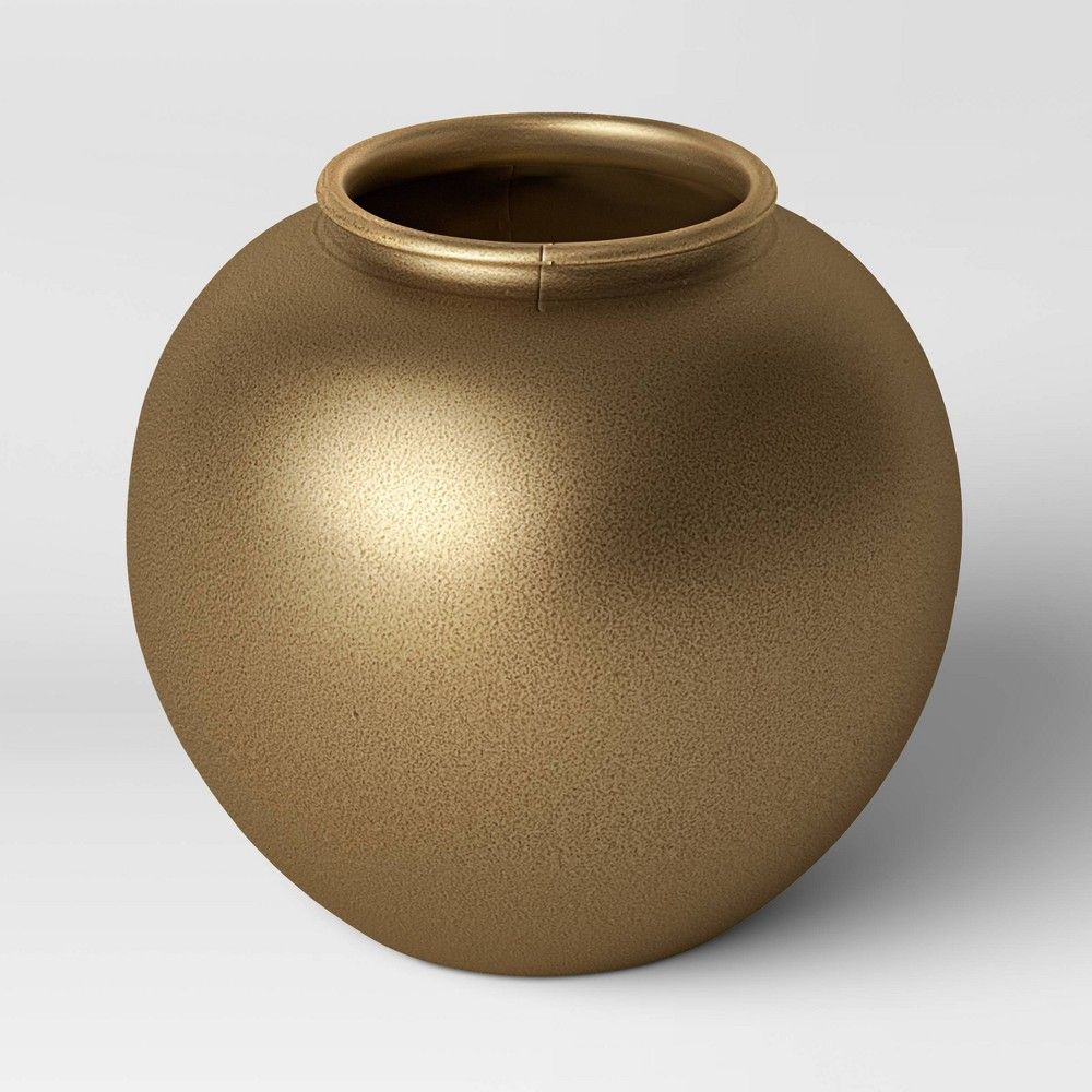 5"" x 6"" Decorative Round Metal Vase Brass - Threshold | Target