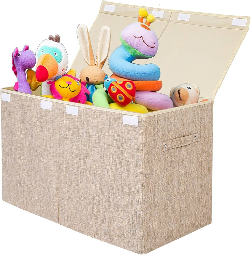 Large Toy Box Chest Storage with Flip-Top Lid, Collapsible Kids Storage Boxes Container Bins for ... | Amazon (US)