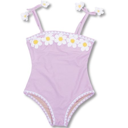 Crochet Lavender Daisy Girls One Piece Swimsuit 6m-8 | Shade Critters