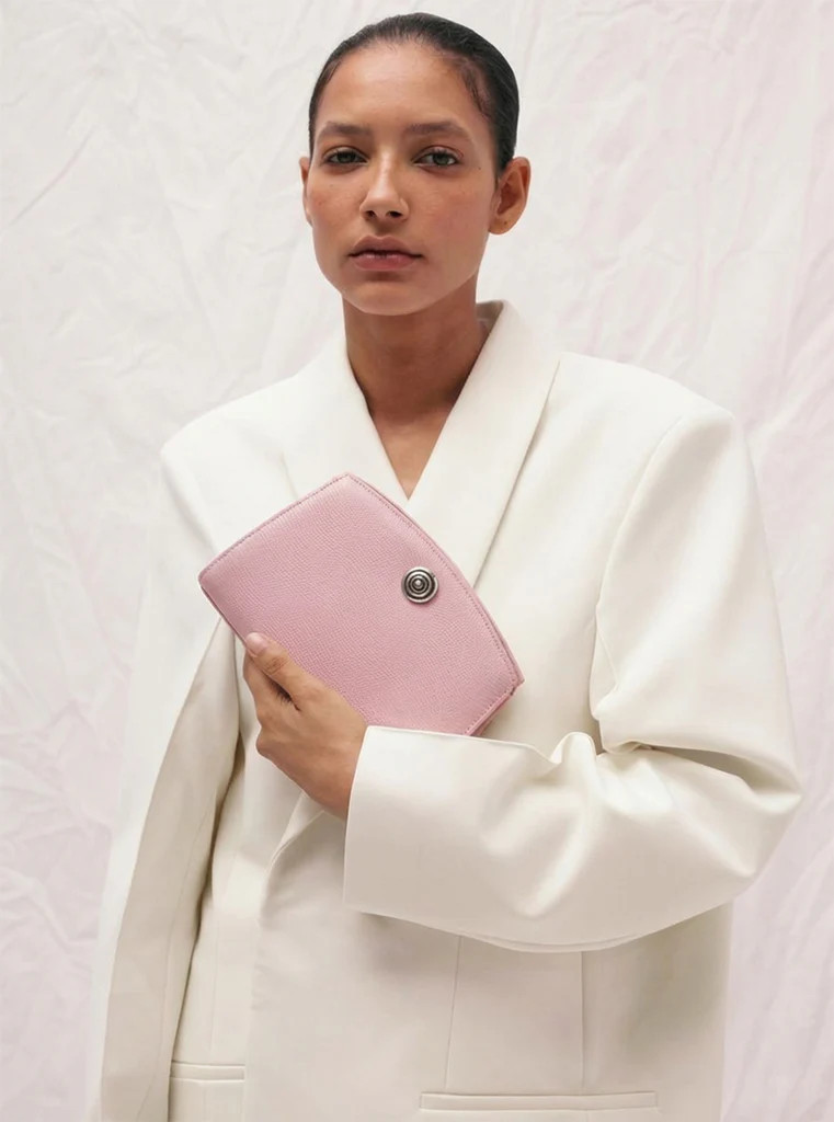 Pushlock Clutch Pink Lizard | LITTLE LIFFNER