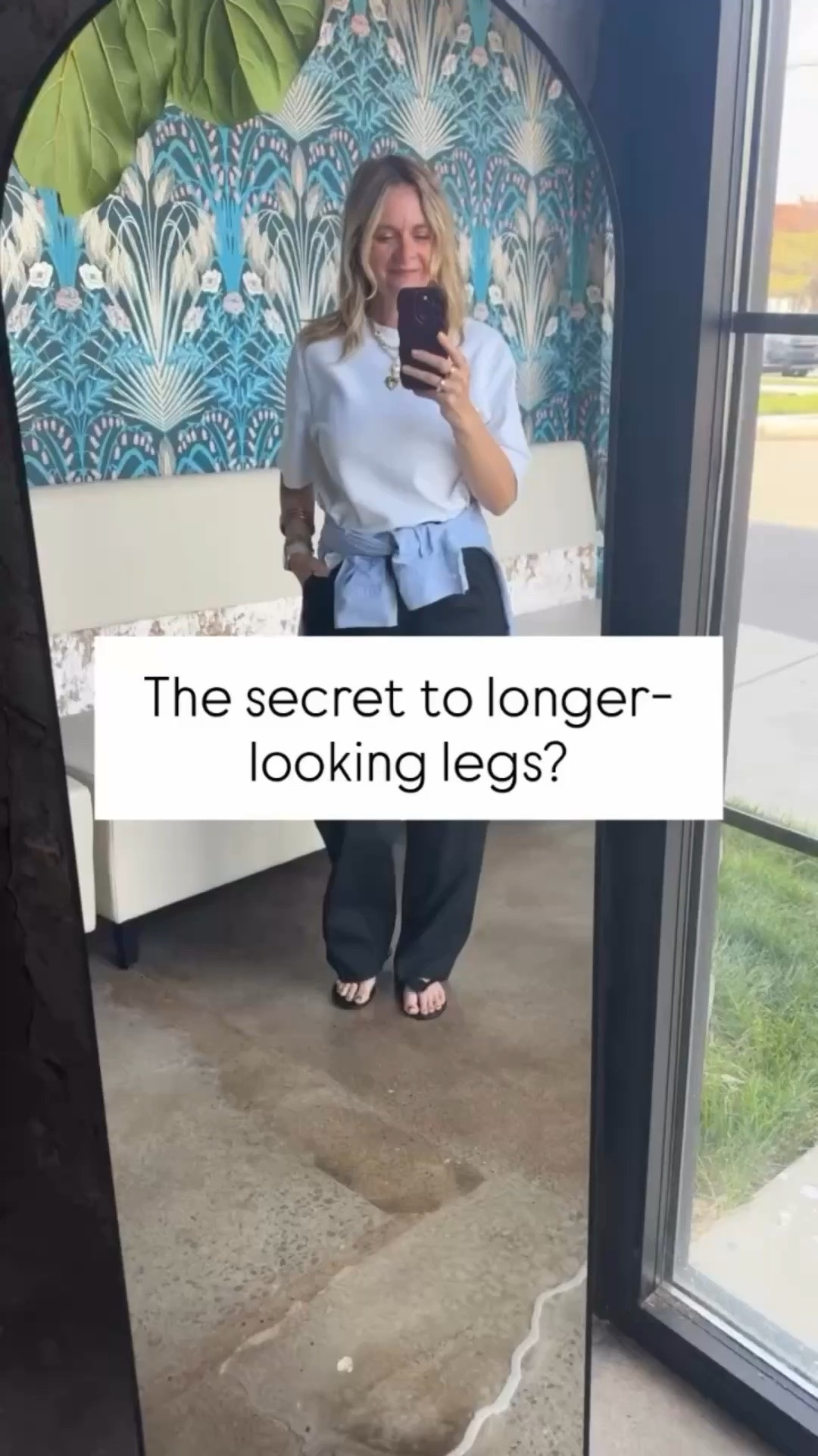 You don’t need sky-high heels to elongate your legs— you just need smart styling. 

1) Go high-rise. High-waisted pants or skirts visually lenghten your frame instantly. 
2) Monochrome Magic. Wearing one color from top to bottom keeps the eye moving, creating a seamless line. 
3) Pointed toes or nude tones. Both give the illusion of extra inches without sacrificing comfort. 

Longer-looking legs, no heels required.