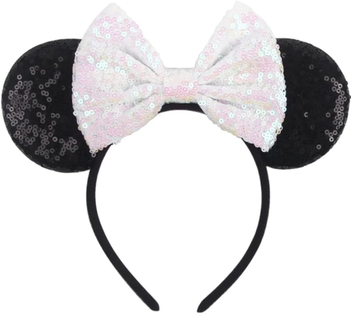Iridescent Minnie Ears, White Mickey Ears, Wedding White Minnie Ears, Sparkly Mouse Ears, Bride E... | Amazon (US)