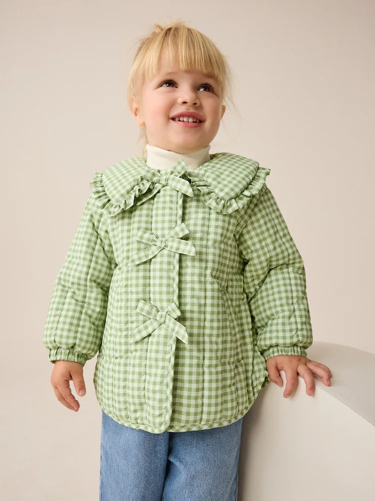 Green Check Shower Resistant Frill Collar Jacket (3mths-7yrs) | Next US