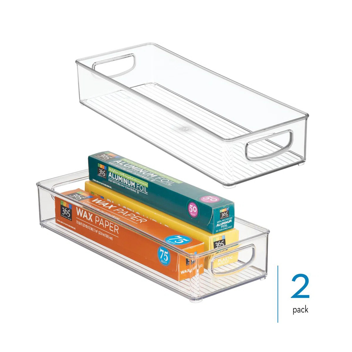 iDesign Plastic Stackable Pantry Bin with Handles - Set of 2 - Clear (Set of 2) | Wayfair North America