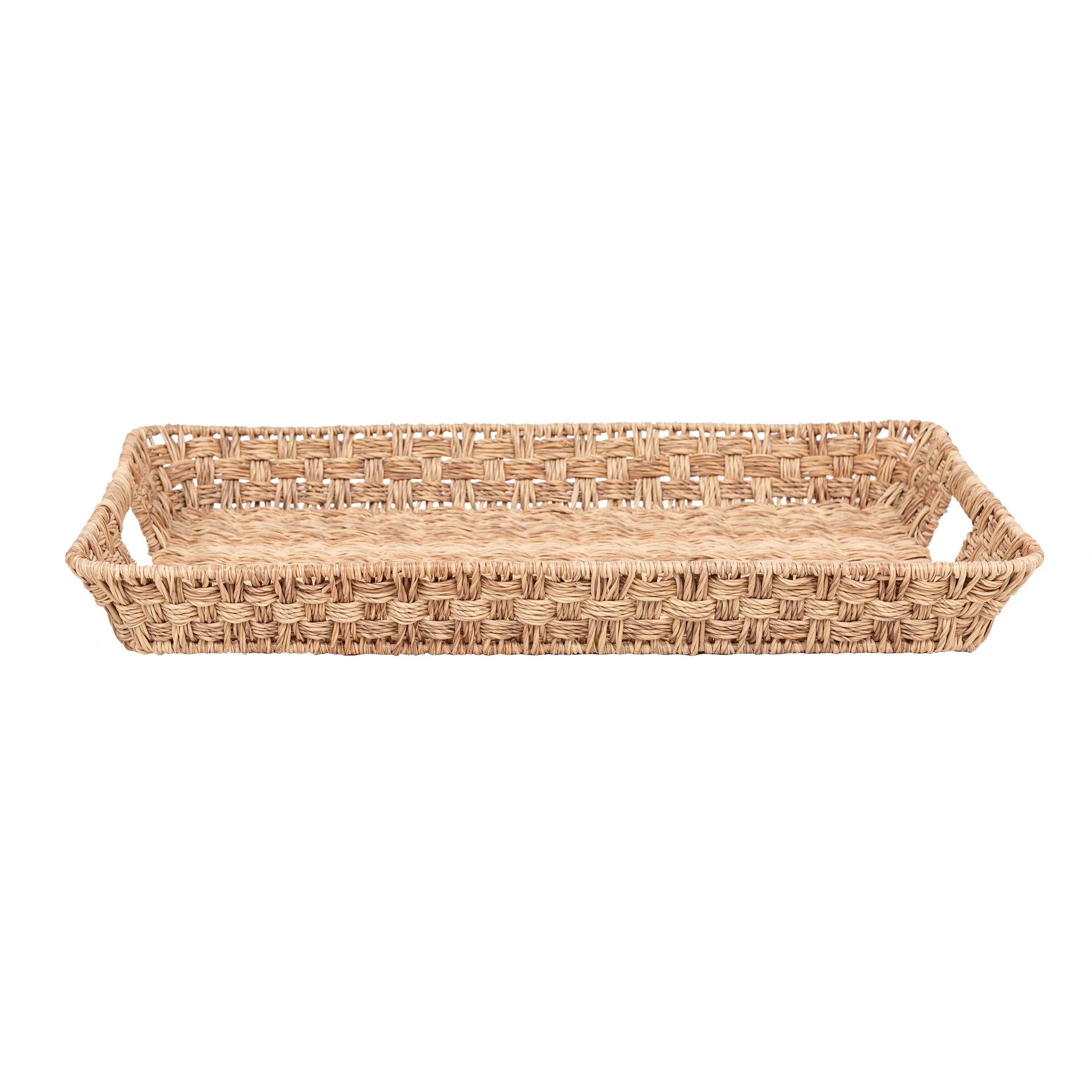 Better Homes & Gardens Beige Rattan Rectangular Serving Tray, 21"x15" | Walmart (US)