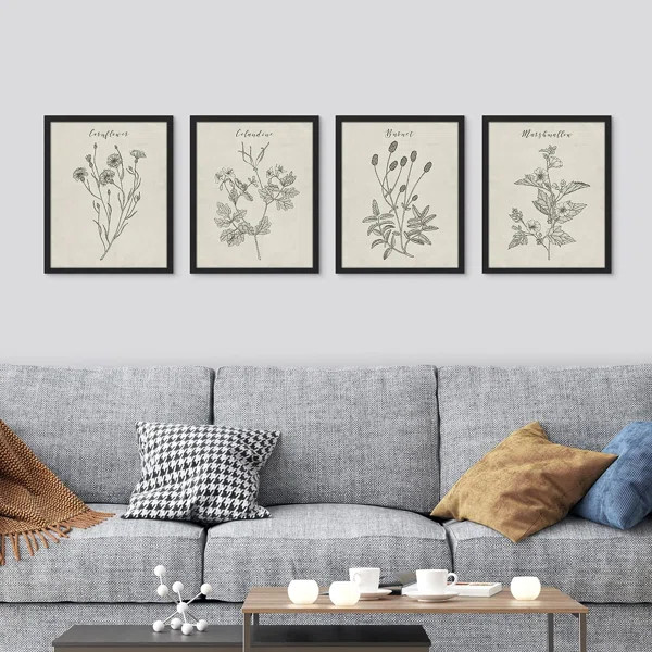 " Vintage Wildflower " 4 - Pieces on | Wayfair North America