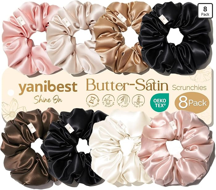 Yanibest 8 coleteros de sat\u00e9n \u2013 Coleteros de seda para cola de caballo, lazos suaves de... | Amazon (US)