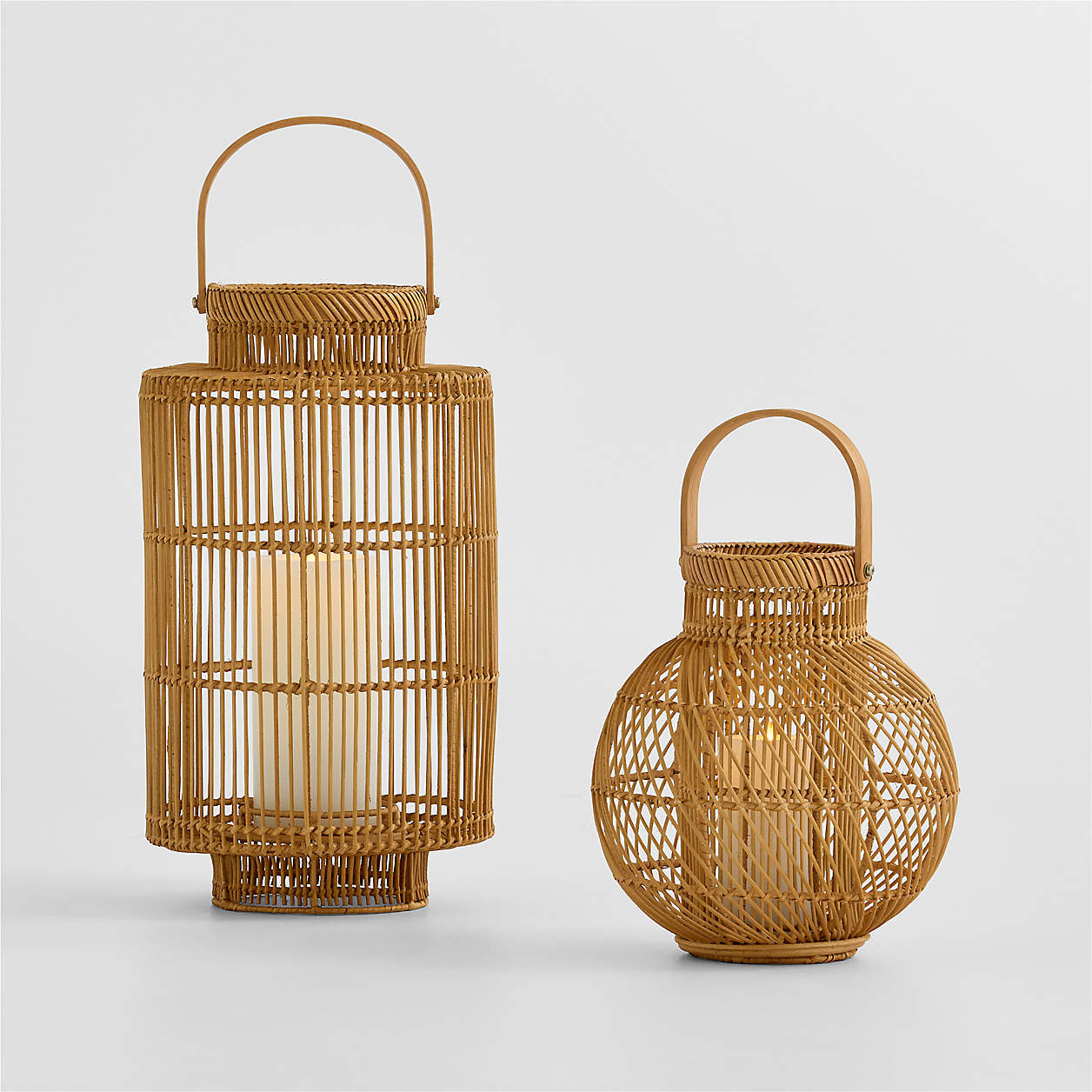 Devonport Small Woven Round Lantern 12" | Crate & Barrel | Crate & Barrel
