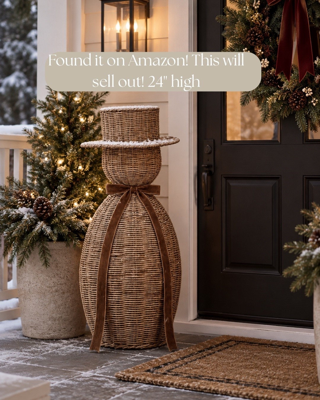 🎄 The Cutest Wicker Snowman for Your Porch

I’m officially adding this wicker snowman to my list of favorite Christmas porch decor! 🤎☃️

He’s only 2 feet tall, so he’s the perfect size to tuck beside your front door, a planter, or even on a covered porch without overwhelming your space.

Add a little greenery, a cozy bow, and some twinkle lights and you’ve got the sweetest cozy Christmas porch! ✨

#LTKSeasonal #LTKHome