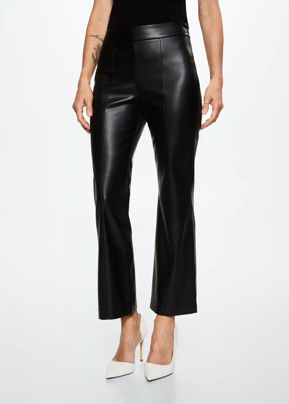 Leather-effect straight trousers -  Women | Mango USA | MANGO (US)