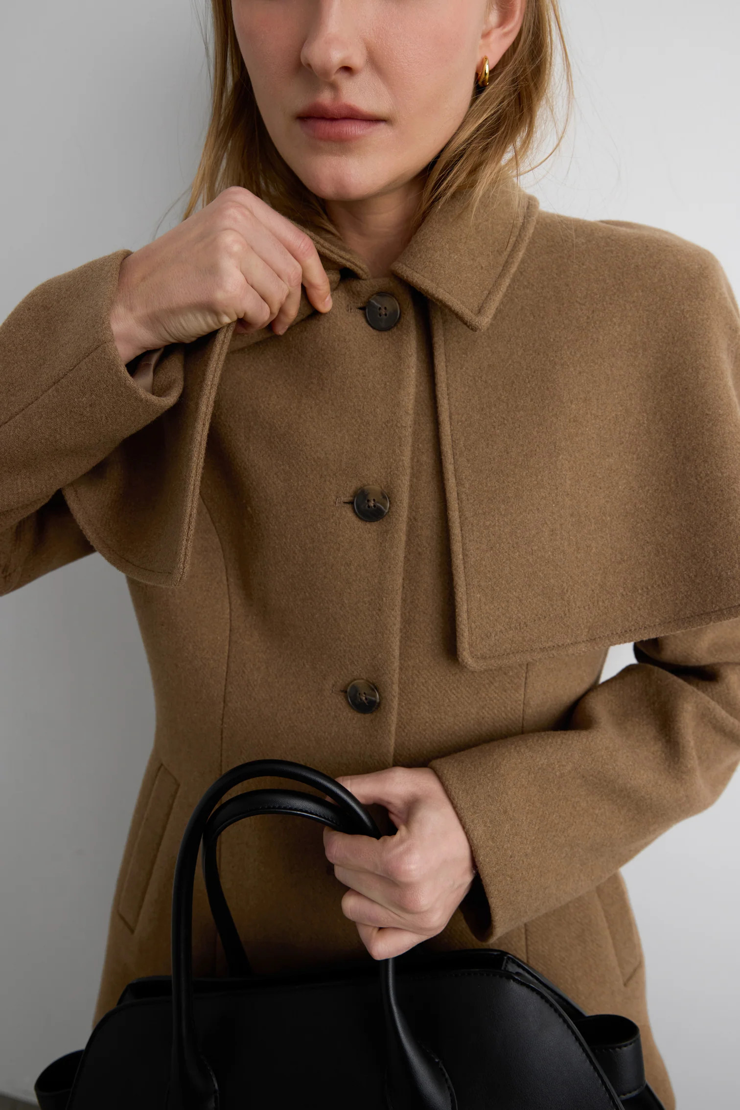 WOOL-BLEND COAT WITH CAPE | OAK + FORT