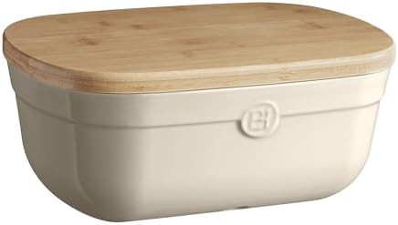 Emile Henry Made in France Ceramic Bread Box for Storage and Slicing 14"x 9.85"x 6", Clay | Amazon (US)