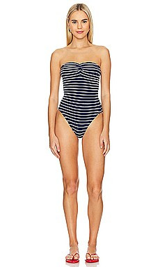 Hunza G Brooke One Piece in Navy & White Stripe from Revolve.com | Revolve Clothing (Global)