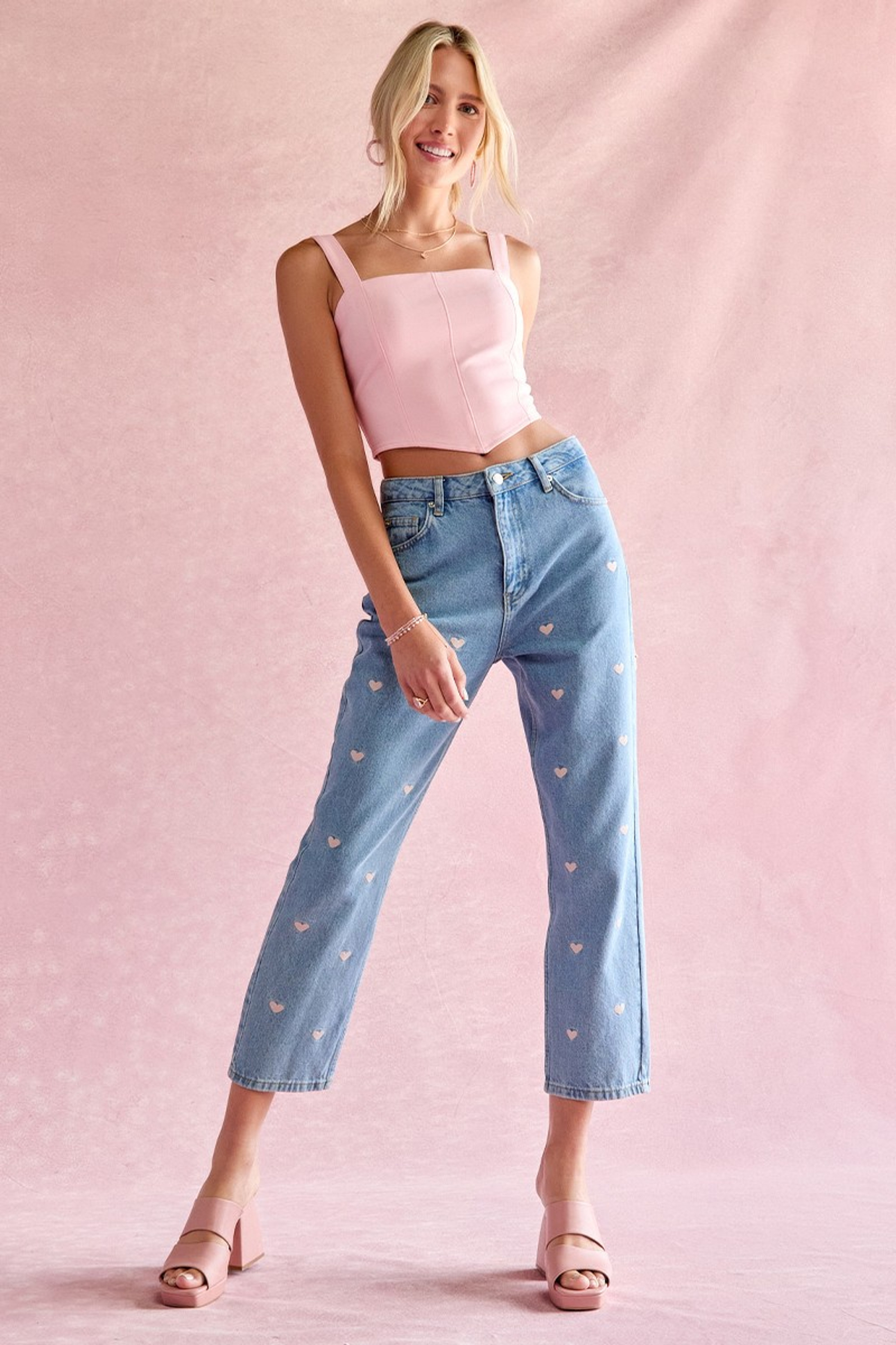 Harper Heritage Heart Embroidered Jeans | Francesca's